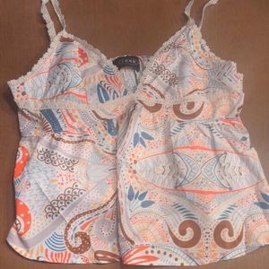 Cider Paisley Print Crop Cami Top w/ Lace Straps - XL